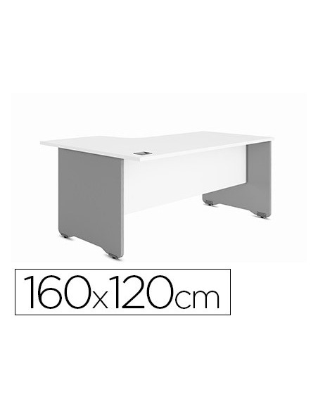 MESA ROCADA WORK 160X120 CM IZQUIERDA AB04 ALUM/BL 2053AB04