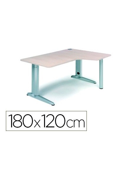 MESA ROCADA SERIE METAL 180X120 CM DERECHA ACABADO AC02 GRIS 2052AC02