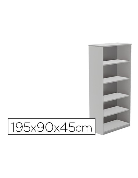 ARMARIO ROCADA 4 ESTANTES SERIE STORE 195X90X45CM ACABADO GRIS AB02
