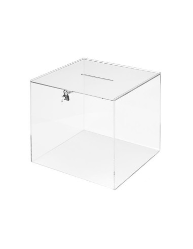 URNA ELECTORAL CUADRADA LLAVE METACRILATO 3MM 300X300X300MM