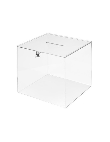 URNA ELECTORAL CUADRADA LLAVE METACRILATO 3MM 300X300X300MM