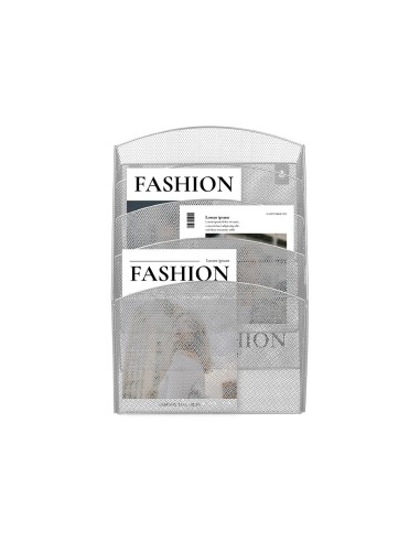 EXPOSITOR MURAL Q-CON.PARED 5 BANDEJAS DIN A4 PLATEADO 9,3X31,5X44 CM