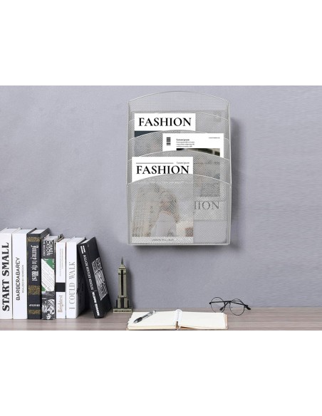 EXPOSITOR MURAL Q-CON.PARED 5 BANDEJAS DIN A4 PLATEADO 9,3X31,5X44 CM