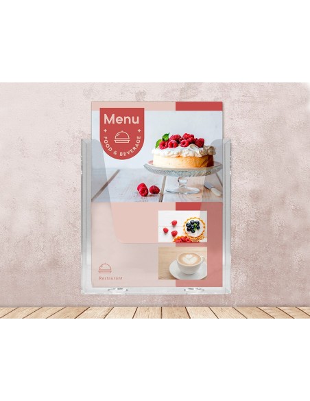 EXPOSITOR MURAL Q-CON.METACRILATO A4 TPTE.225X50X244MM