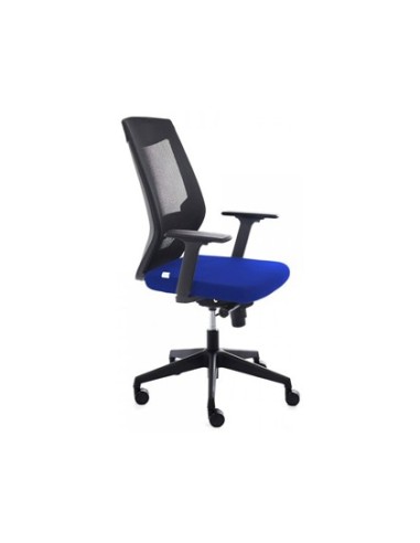 SILLA ROCADA C/REGUL. LUMBAR C/BRAZOS MALLA NG, TAPIZADO AZ.