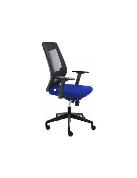 SILLA ROCADA C/REGUL. LUMBAR C/BRAZOS MALLA NG, TAPIZADO AZ.