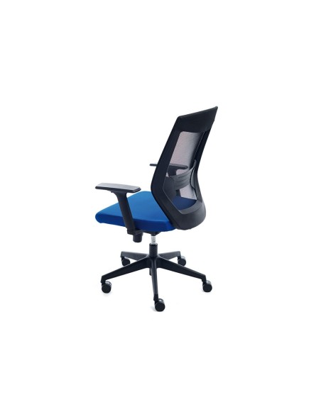 SILLA ROCADA C/REGUL. LUMBAR C/BRAZOS MALLA NG, TAPIZADO AZ.