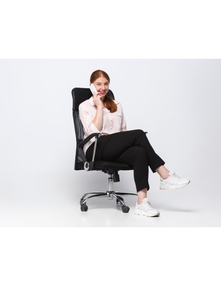 SILLA DIRECCION Q-CON.RESP.ALTO REG.ALTURA 1110+100MM PIEL Y MALLA NG