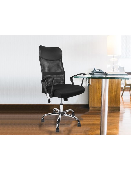 SILLA DIRECCION Q-CON.RESP.ALTO REG.ALTURA 1110+100MM PIEL Y MALLA NG