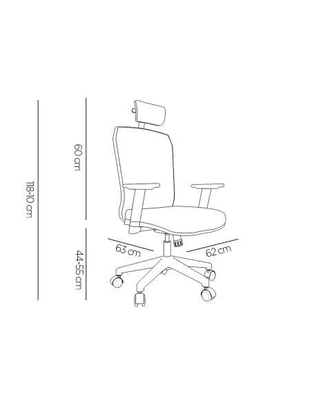 SILLA GIRATORIA Q-CON.ERGO RESPA ALTO REPOSA AJUST 1180+100X630X625MM