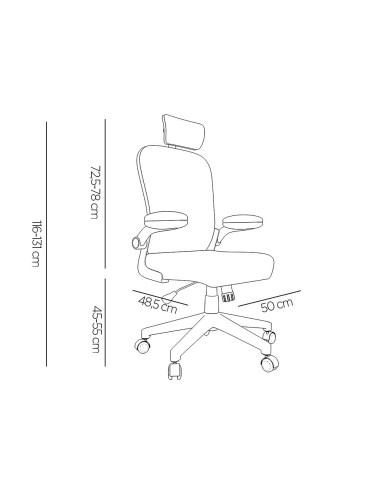 SILLA Q-CON.ERGO.PALERMO MALLA BASE NYLON AL.MAX 1300X610X600 BL.GRIS