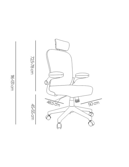 SILLA Q-CON.ERGO PALERMO MALLA BASE NYLON ALT MAX 1300X610X600 NG.