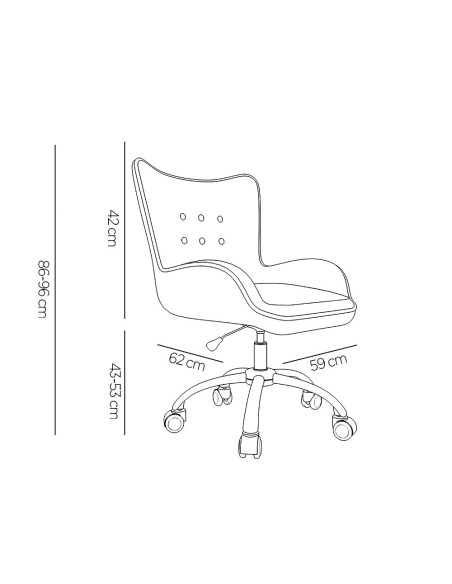 SILLA Q-CON. MES SINA BASE MET.ALT MAX 960X570X620 NG.