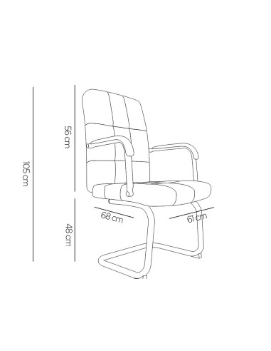 SILLA Q-CON. PIA VE SIMIL PIEL BASE MET.ALT MAX 1050X610X680 NG.