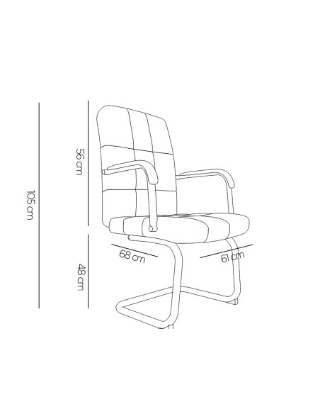 SILLA Q-CON. PIA VE SIMIL PIEL BASE MET.ALT MAX 1050X610X680 NG.