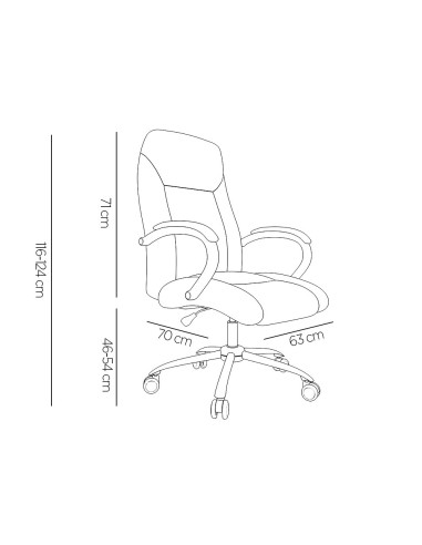 SILLA Q-CON.DIREC VERONA SIM PIEL BASE MET.ALT MAX 1210X650X730MM BL.
