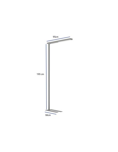 LAMPARA PIE MAUL JET LED 4 NIVELES INTENSIDAD PLATA 950X1950MM