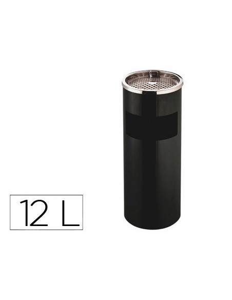 CENICERO PAPELERA METALICO Q-CON.NEGRO 61,5X25 CM C/RECOGECOLILLAS