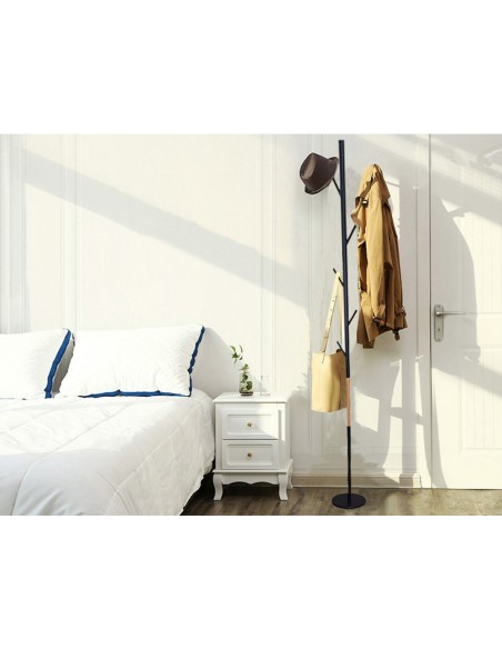 PERCHERO METALICO Q-CON.NG.DETALLES MADERA 5 COLGADORES 177X28,5 CM