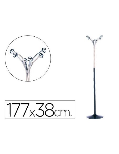 PERCHERO METALICO 600 6 COLGADORES NEGRO