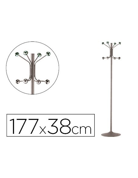 PERCHERO METALICO 606 GRIS PIE 8 COLGADORES