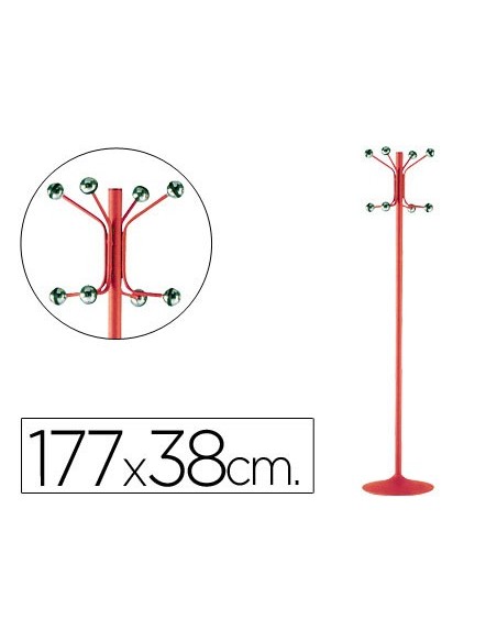 PERCHERO METALICO 606 ROJO PIE 8 COLGADORES