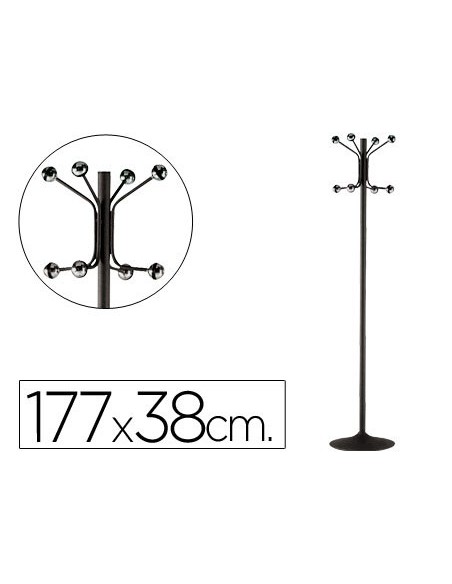 PERCHERO METALICO 606 NEGRO PIE 8 COLGADORES