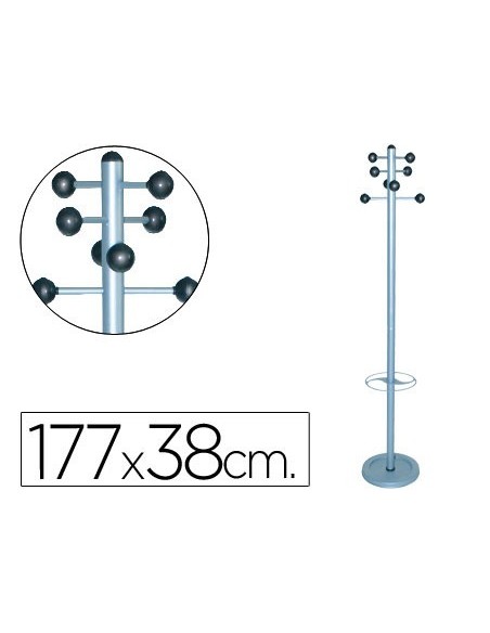 PERCHERO METALICO 626 C/PARAGUERO PIE 8 COLGADORES 1,77X38 CM