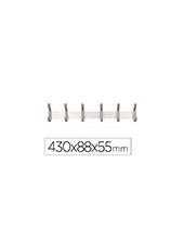 PERCHERO  PARED METALICO 6 COLGADORES PLATA MATE 430X88X55MM 2