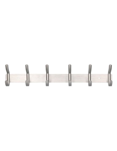 PERCHERO  PARED METALICO 6 COLGADORES PLATA MATE 430X88X55MM