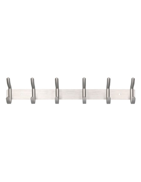 PERCHERO  PARED METALICO 6 COLGADORES PLATA MATE 430X88X55MM