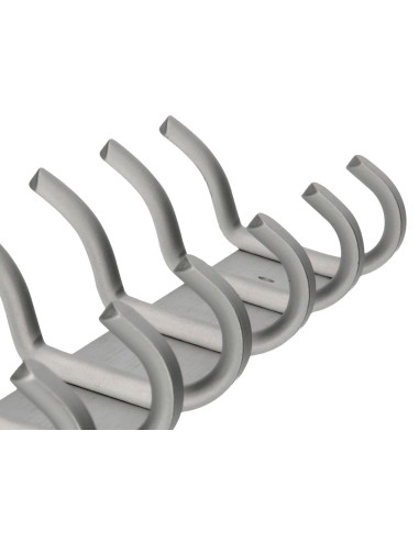 PERCHERO  PARED METALICO 6 COLGADORES PLATA MATE 430X88X55MM