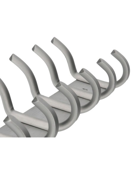 PERCHERO  PARED METALICO 6 COLGADORES PLATA MATE 430X88X55MM