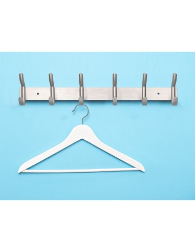 PERCHERO  PARED METALICO 6 COLGADORES PLATA MATE 430X88X55MM