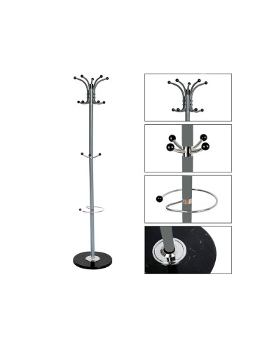 PERCHERO METALICO Q-CON.GRIS PIE 10 COLGADORES PARAGUERO 174X40CM