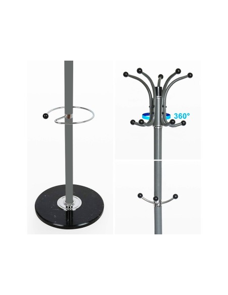 PERCHERO METALICO Q-CON.GRIS PIE 10 COLGADORES PARAGUERO 174X40CM