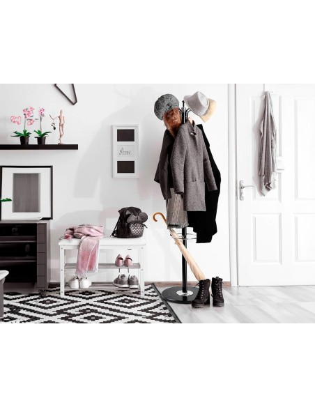 PERCHERO METALICO Q-CON.GRIS PIE 10 COLGADORES PARAGUERO 174X40CM