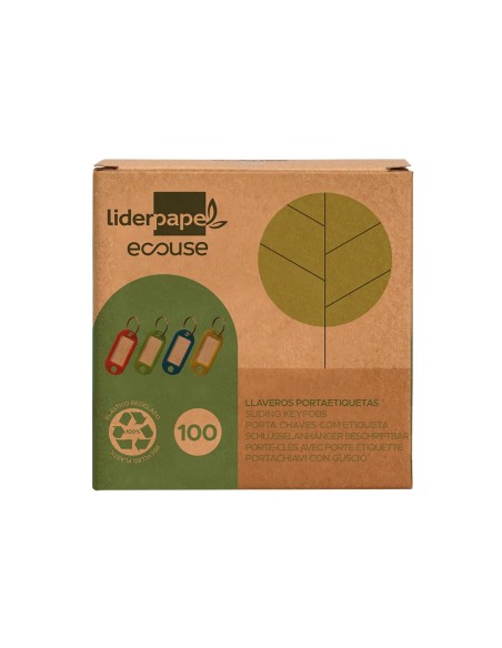 LLAVERO PORTAETIQUETAS  ECOUSE FABRICADO PLAST.RECICLADO CAJA 100 UD.