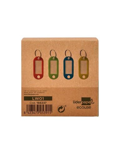 LLAVERO PORTAETIQUETAS  ECOUSE FABRICADO PLAST.RECICLADO CAJA 100 UD.