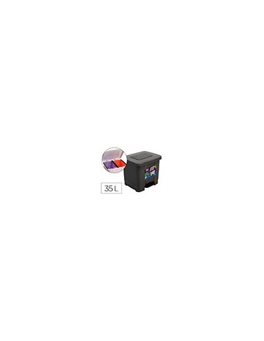 PAPELERA PLASTICFORTE PLASTICO PEDAL 2 COMP. 35LT.GRIS OSCURO