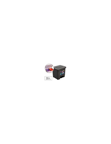 PAPELERA PLASTICFORTE PLASTICO PEDAL 2 COMP. 35LT.GRIS OSCURO