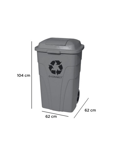 PAPELERA Q-CON.PLASTICO TAPADERA 240L GRIS 1040X610X610MM.RUEDAS