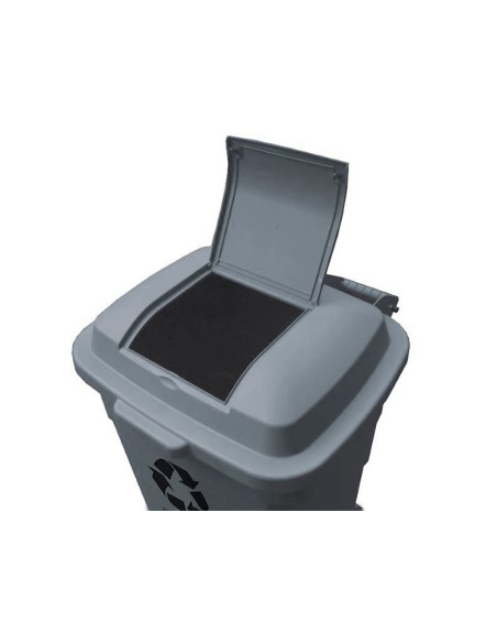 PAPELERA Q-CON.PLASTICO TAPADERA 240L GRIS 1040X610X610MM.RUEDAS