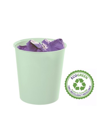 PAPELERA PLAST.ARCHIVO 2000 ECOGREEN 100% RECICLADA 18LT.VE. PASTEL