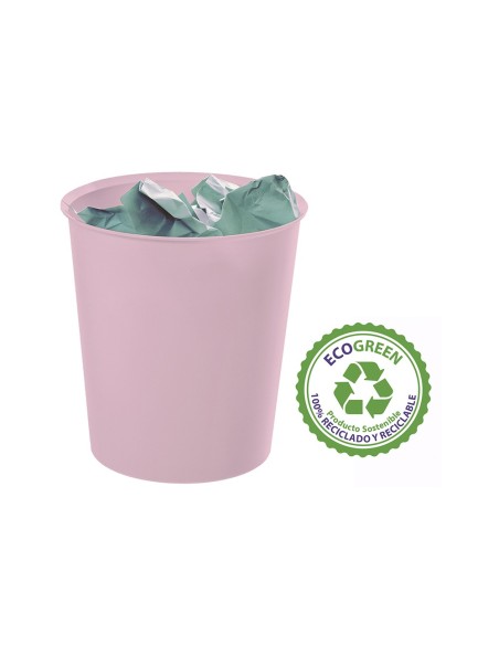 PAPELERA PLAST.ARCHIVO 2000 ECOGREEN 100% RECICLADA 18LT.ROSA PASTEL