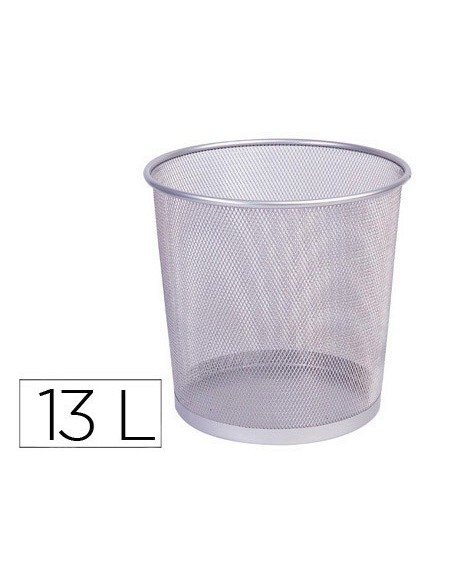 PAPELERA METALICA Q-CON.PR-P PLATA REJILLA 265X285MM