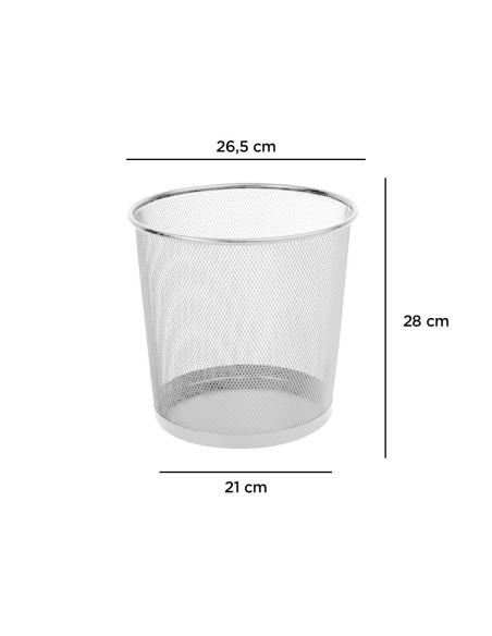 PAPELERA METALICA Q-CON.PR-P PLATA REJILLA 265X285MM