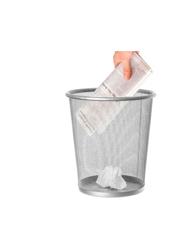 PAPELERA METALICA Q-CON.PR-P PLATA REJILLA 265X285MM