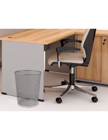 PAPELERA METALICA Q-CON.PR-P PLATA REJILLA 265X285MM