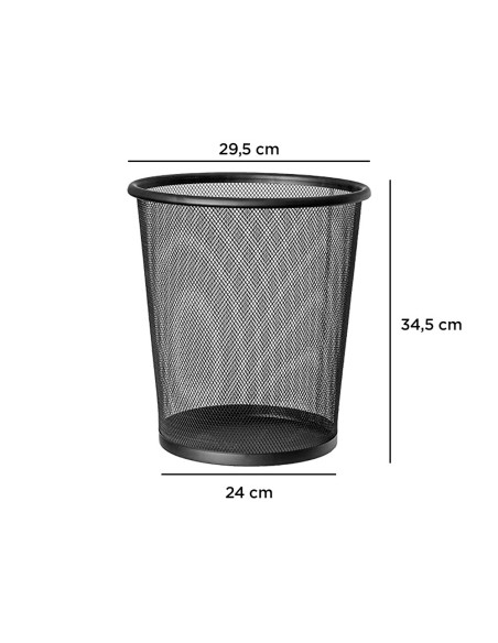 PAPELERA METALICA Q-CON.NEGRA REJILLA 295X345MM